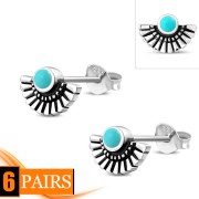 Turquoise Ethnic Style Sterling Silver Stud Earrings, e436st